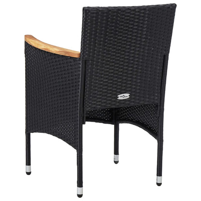5-tlg. Garten-Essgruppe Schwarz Poly Rattan und Akazienholz - Pazzar.ch