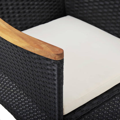 5-tlg. Garten-Essgruppe Schwarz Poly Rattan und Akazienholz - Pazzar.ch