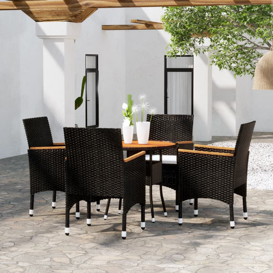 5-tlg. Garten-Essgruppe Poly Rattan Schwarz - Pazzar.ch
