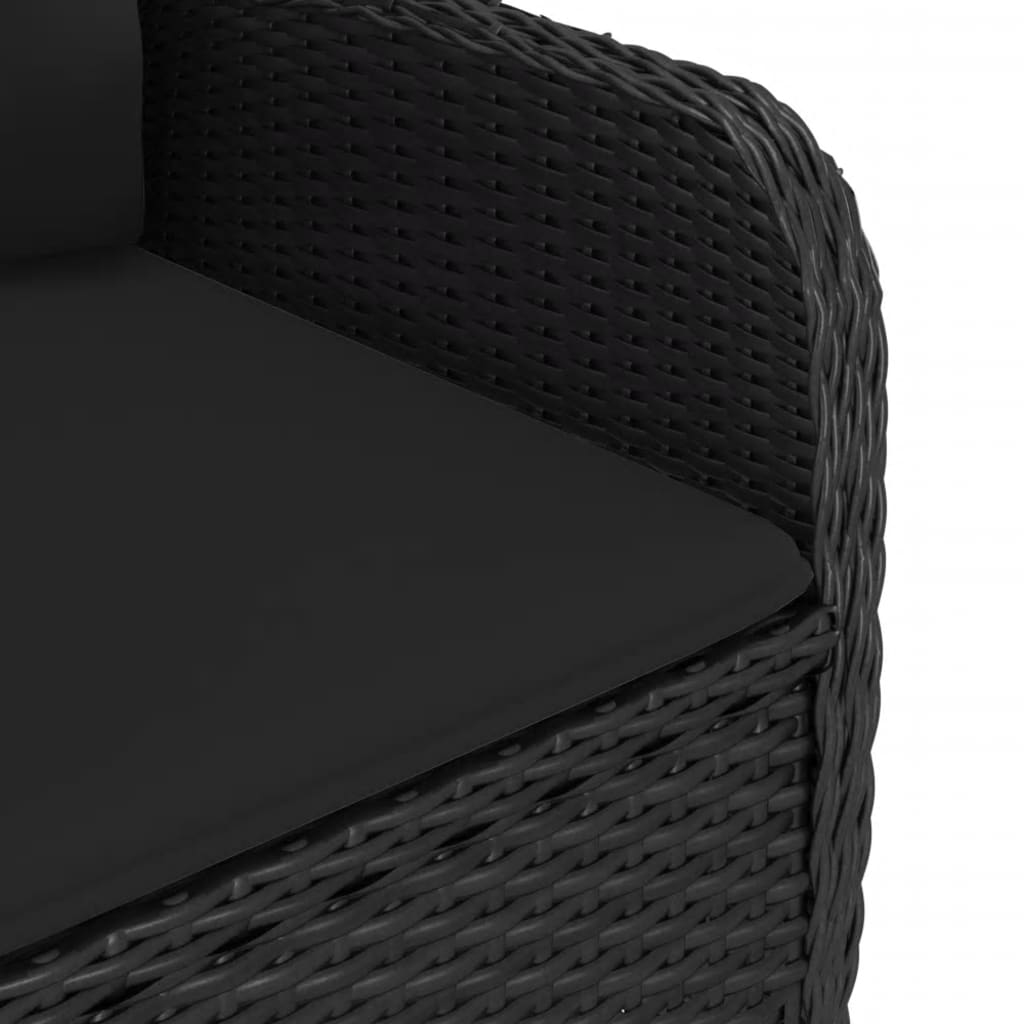 3-tlg. Garten-Essgruppe Poly Rattan und Glas Schwarz - Pazzar.ch