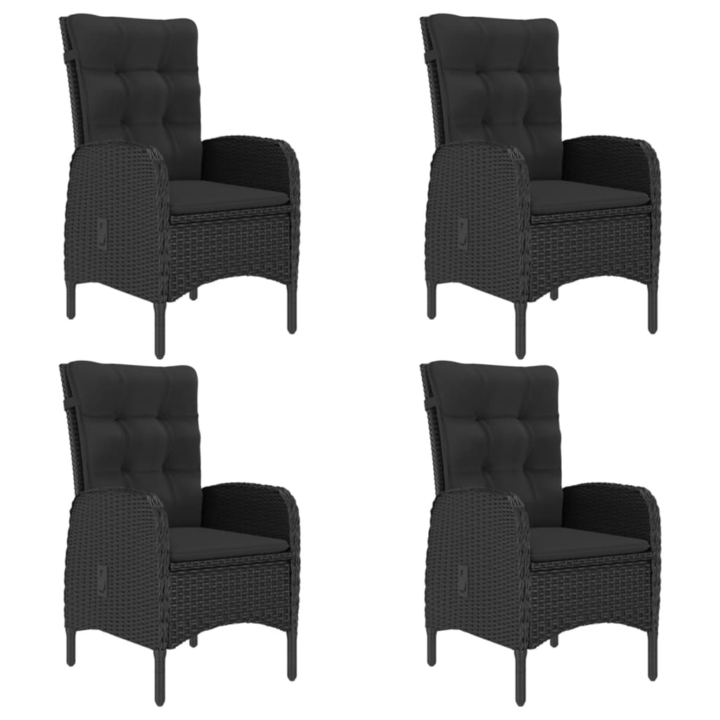 5-tlg. Garten-Essgruppe Poly Rattan und Glas Schwarz - Pazzar.ch