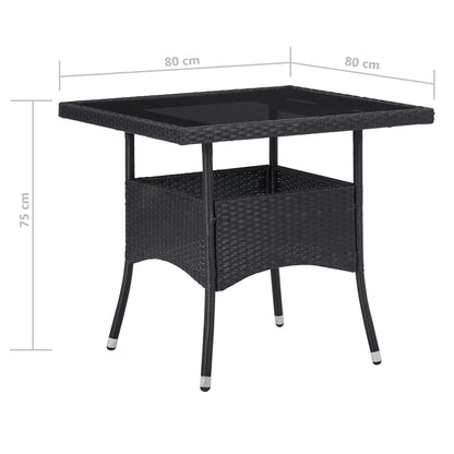 5-tlg. Garten-Essgruppe Poly Rattan und Glas Schwarz - Pazzar.ch