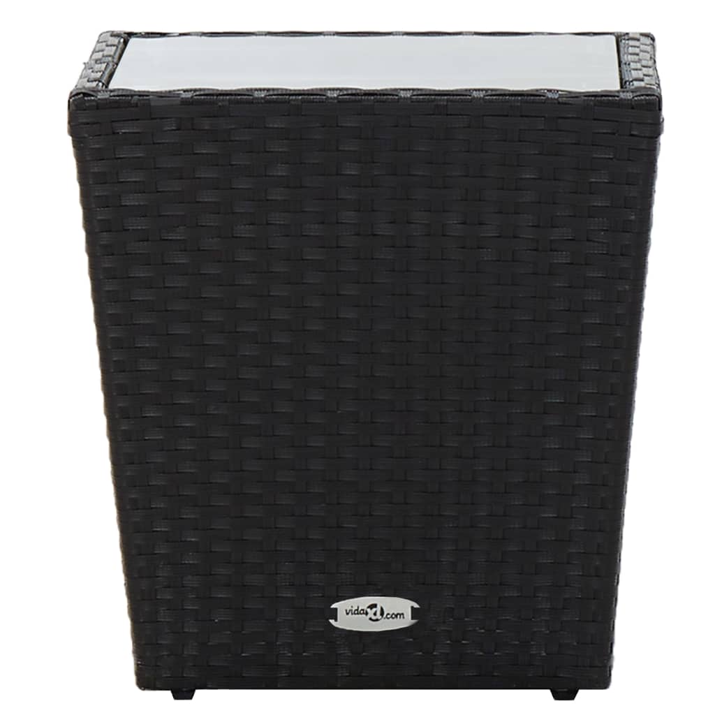 3-tlg. Bistro-Set Poly Rattan und Glas Schwarz - Pazzar.ch
