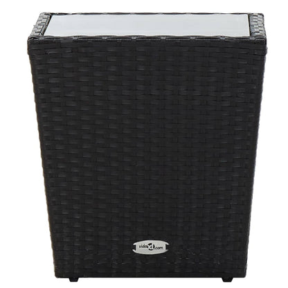 3-tlg. Bistro-Set Poly Rattan und Glas Schwarz - Pazzar.ch
