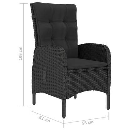 3-tlg. Bistro-Set Poly Rattan und Akazienholz Schwarz - Pazzar.ch