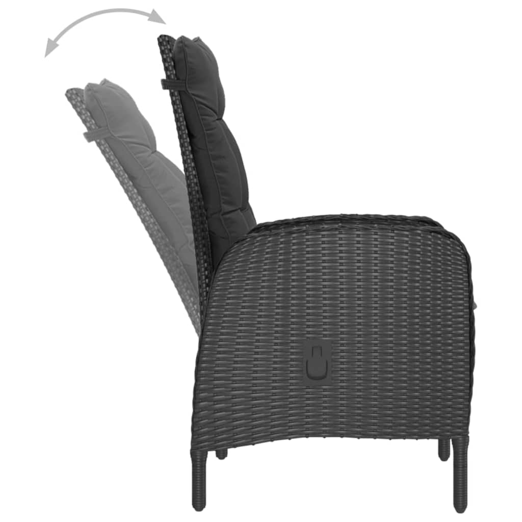 3-tlg. Bistro-Set Poly Rattan und Glas Schwarz - Pazzar.ch