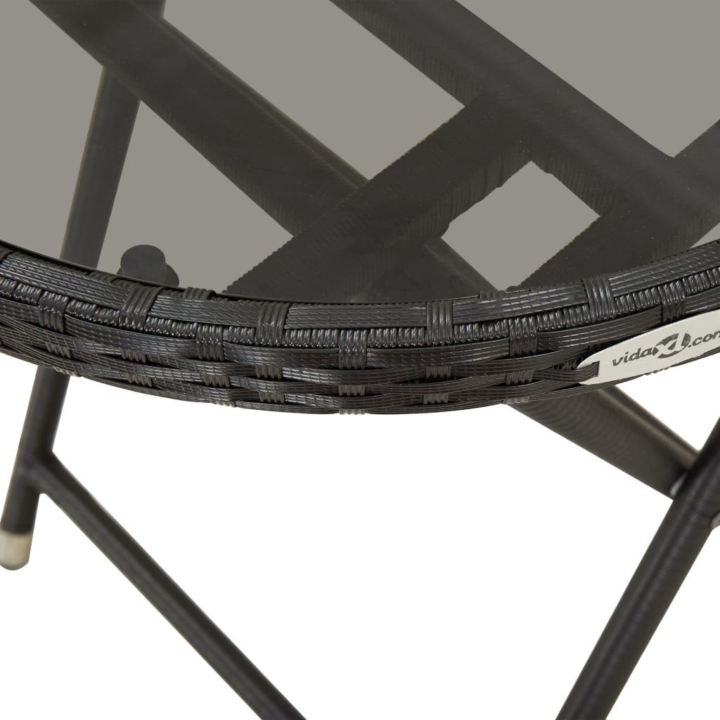 3-tlg. Bistro-Set Poly Rattan und Glas Schwarz - Pazzar.ch