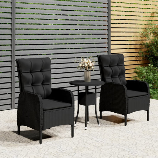 3-tlg. Garten-Bistro-Set Poly Rattan Schwarz - Pazzar.ch
