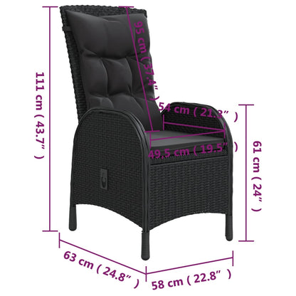 3-tlg. Garten-Bistro-Set Poly Rattan Schwarz - Pazzar.ch