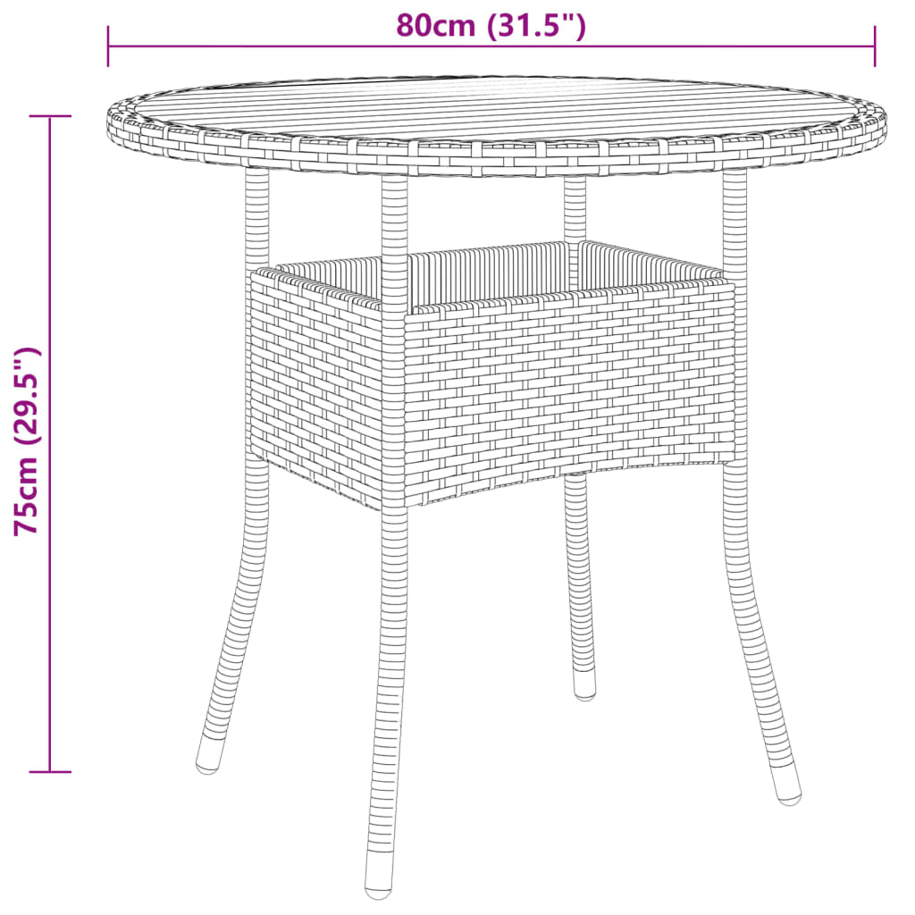 3-tlg. Garten-Bistro-Set Poly Rattan Schwarz - Pazzar.ch