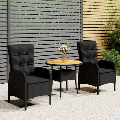 3-tlg. Garten-Bistro-Set Poly Rattan Schwarz - Pazzar.ch