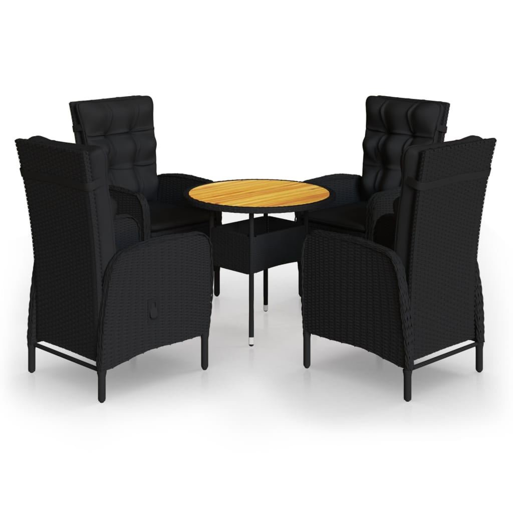 5-tlg. Garten-Bistro-Set Poly Rattan Schwarz - Pazzar.ch