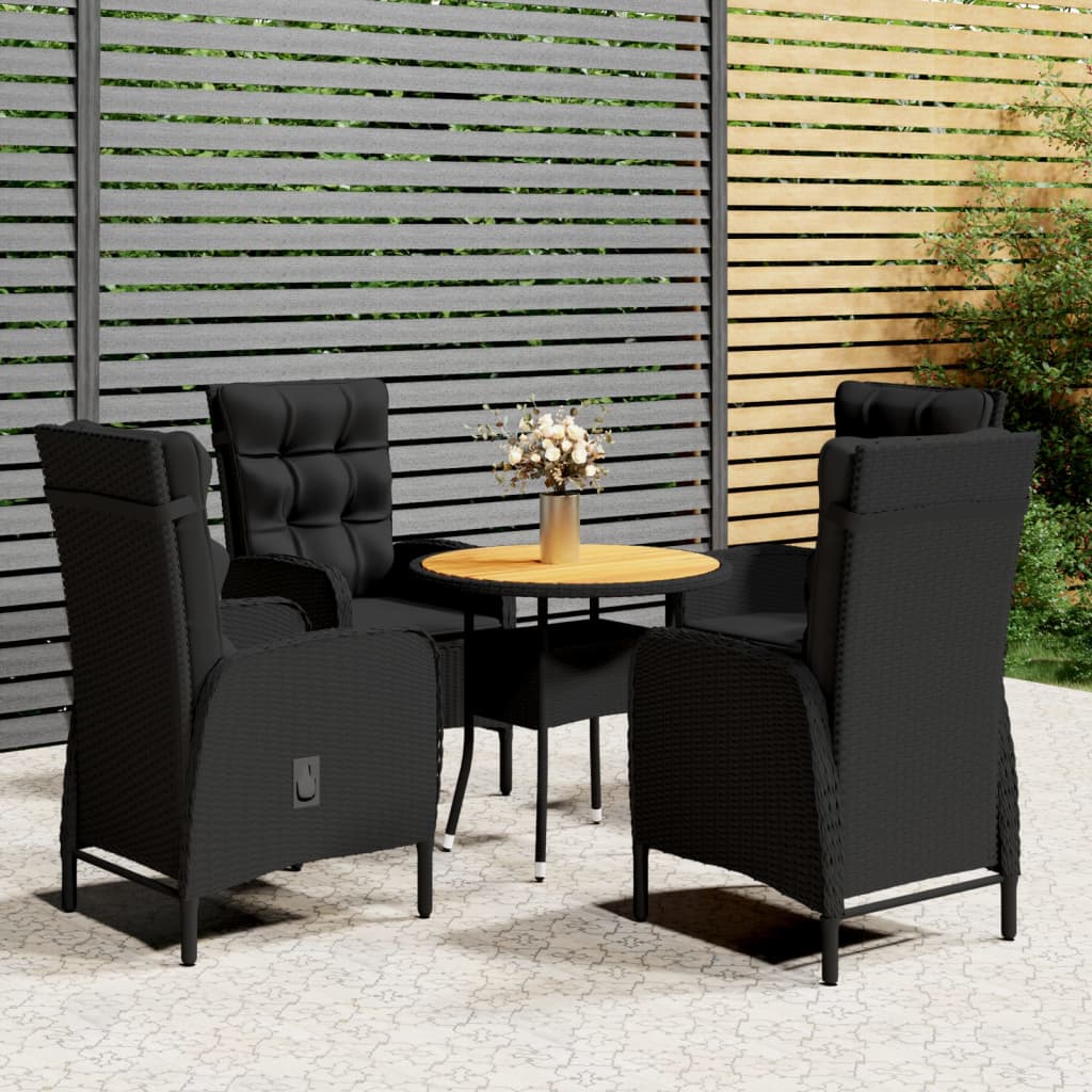 5-tlg. Garten-Bistro-Set Poly Rattan Schwarz - Pazzar.ch