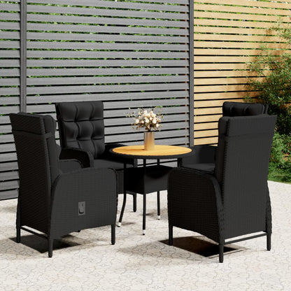 5-tlg. Garten-Bistro-Set Poly Rattan Schwarz - Pazzar.ch