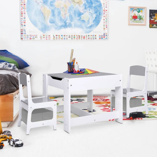 Kindertisch mit 2 Stühlen Weiß MDF - Pazzar.ch