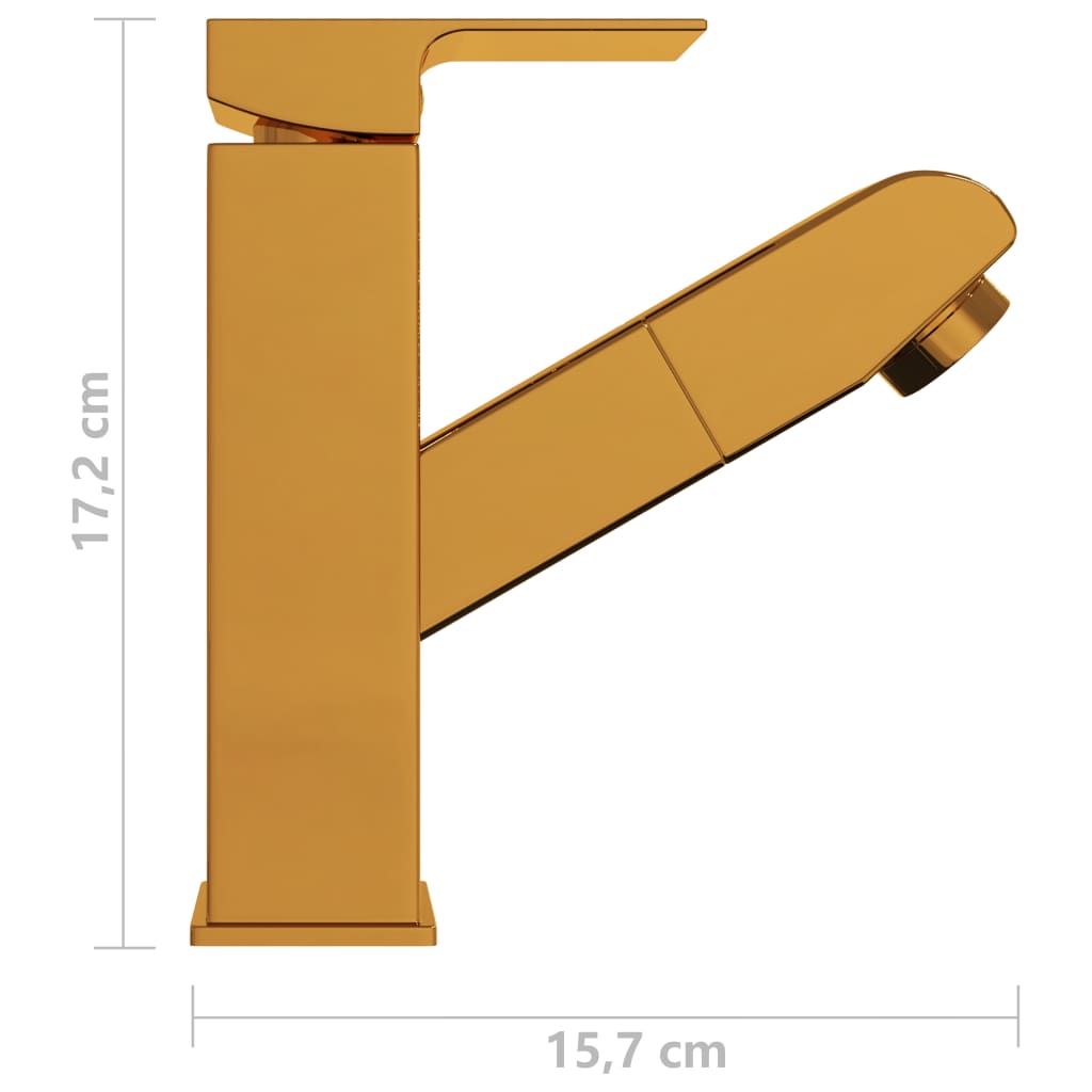 Waschbeckenarmatur mit Herausziehbarer Brause Golden 157x172 mm - Pazzar.ch