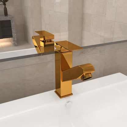 Waschbeckenarmatur mit Herausziehbarer Brause Golden 157x172 mm - Pazzar.ch