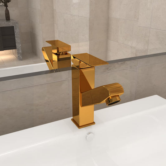 Waschbeckenarmatur mit Herausziehbarer Brause Golden 157x172 mm - Pazzar.ch