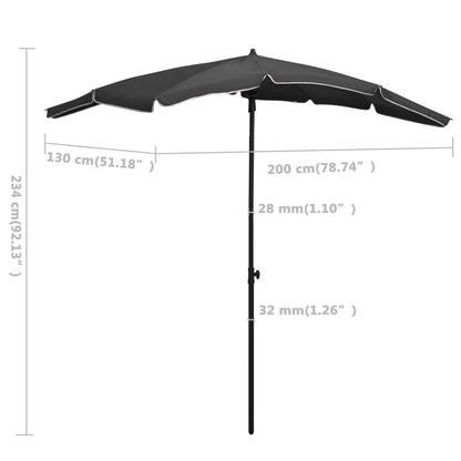 Sonnenschirm mit Mast 200x130 cm Anthrazit - Pazzar.ch