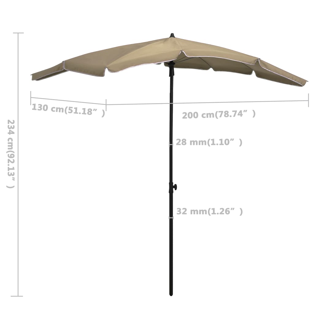 Sonnenschirm mit Mast 200x130 cm Taupe - Pazzar.ch