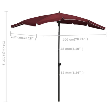 Sonnenschirm mit Mast 200x130 cm Bordeauxrot - Pazzar.ch