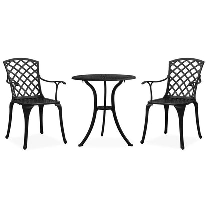 3-tlg. Bistro-Set Aluminiumguss Schwarz - Pazzar.ch