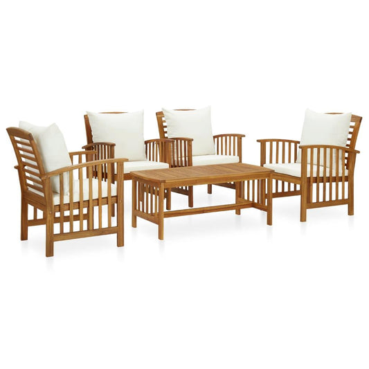 5-tlg. Garten-Lounge-Set mit Auflagen Massivholz Akazie - Pazzar.ch
