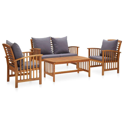 4-tlg. Garten-Lounge-Set mit Auflagen Massivholz Akazie - Pazzar.ch