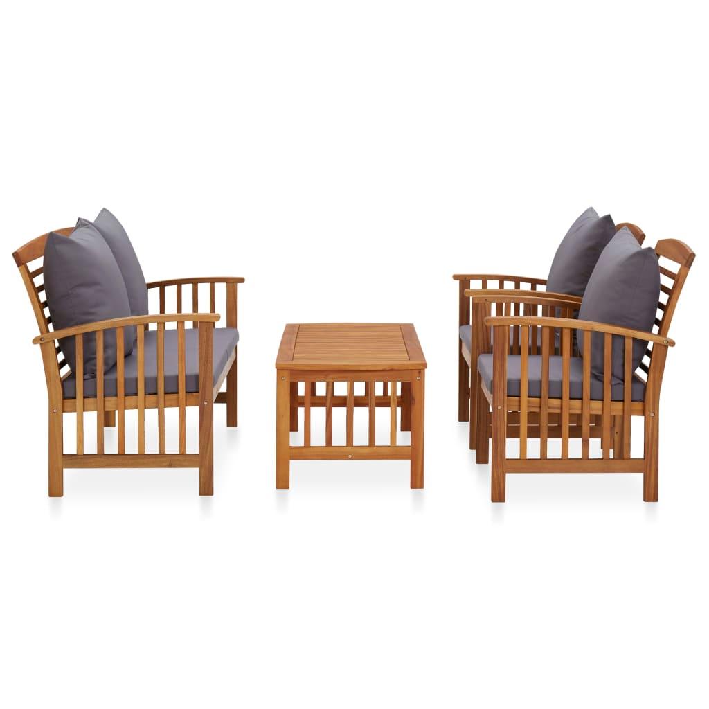 4-tlg. Garten-Lounge-Set mit Auflagen Massivholz Akazie - Pazzar.ch