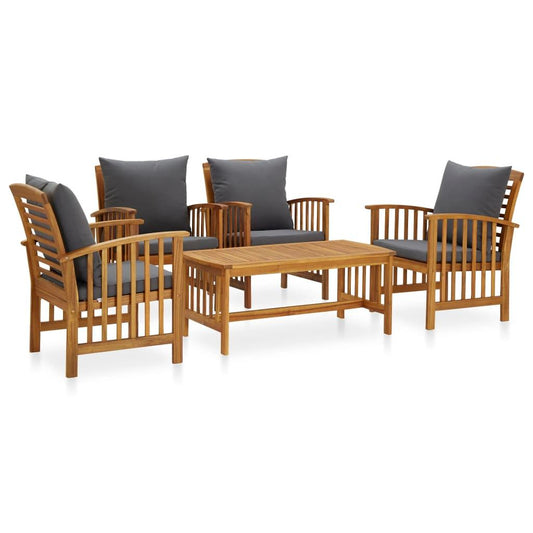 5-tlg. Garten-Lounge-Set mit Auflagen Massivholz Akazie - Pazzar.ch