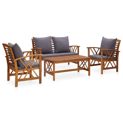 4-tlg. Garten-Lounge-Set mit Auflagen Massivholz Akazie - Pazzar.ch