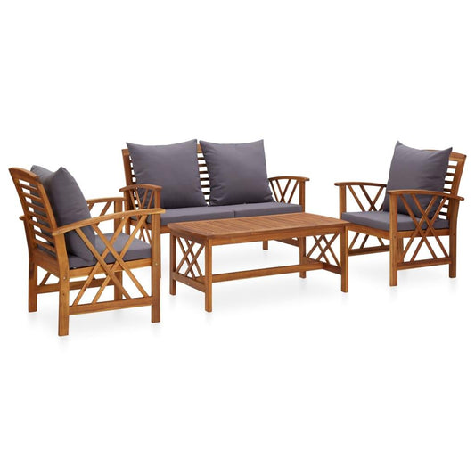 4-tlg. Garten-Lounge-Set mit Auflagen Massivholz Akazie - Pazzar.ch