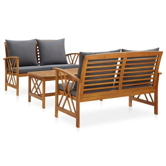 3-tlg. Garten-Lounge-Set mit Auflagen Massivholz Akazie - Pazzar.ch
