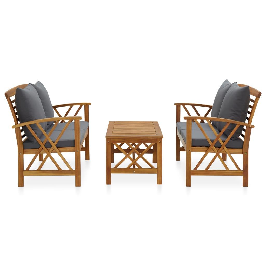 3-tlg. Garten-Lounge-Set mit Auflagen Massivholz Akazie - Pazzar.ch