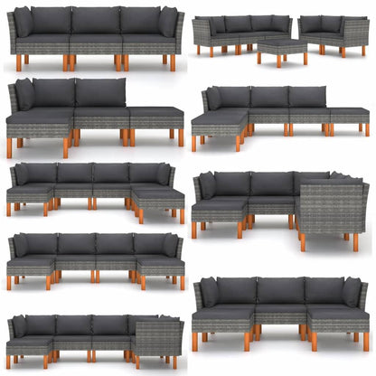 Fußbank Poly Rattan und Eukalyptus Massivholz - Pazzar.ch