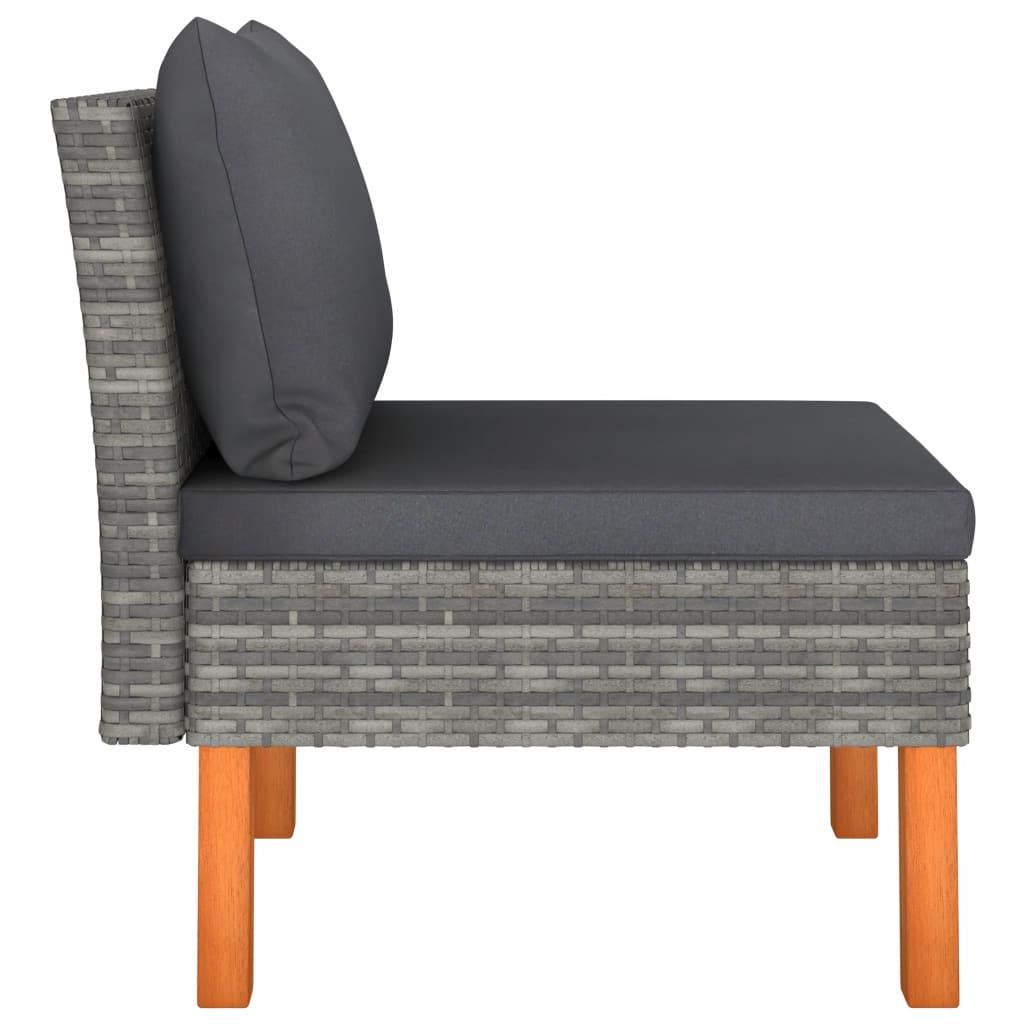 Mittelsofa Poly Rattan und Eukalyptus Massivholz - Pazzar.ch