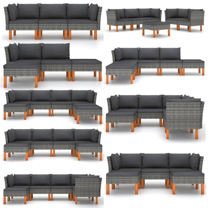 Gartensofa Poly Rattan und Eukalyptus Massivholz - Pazzar.ch