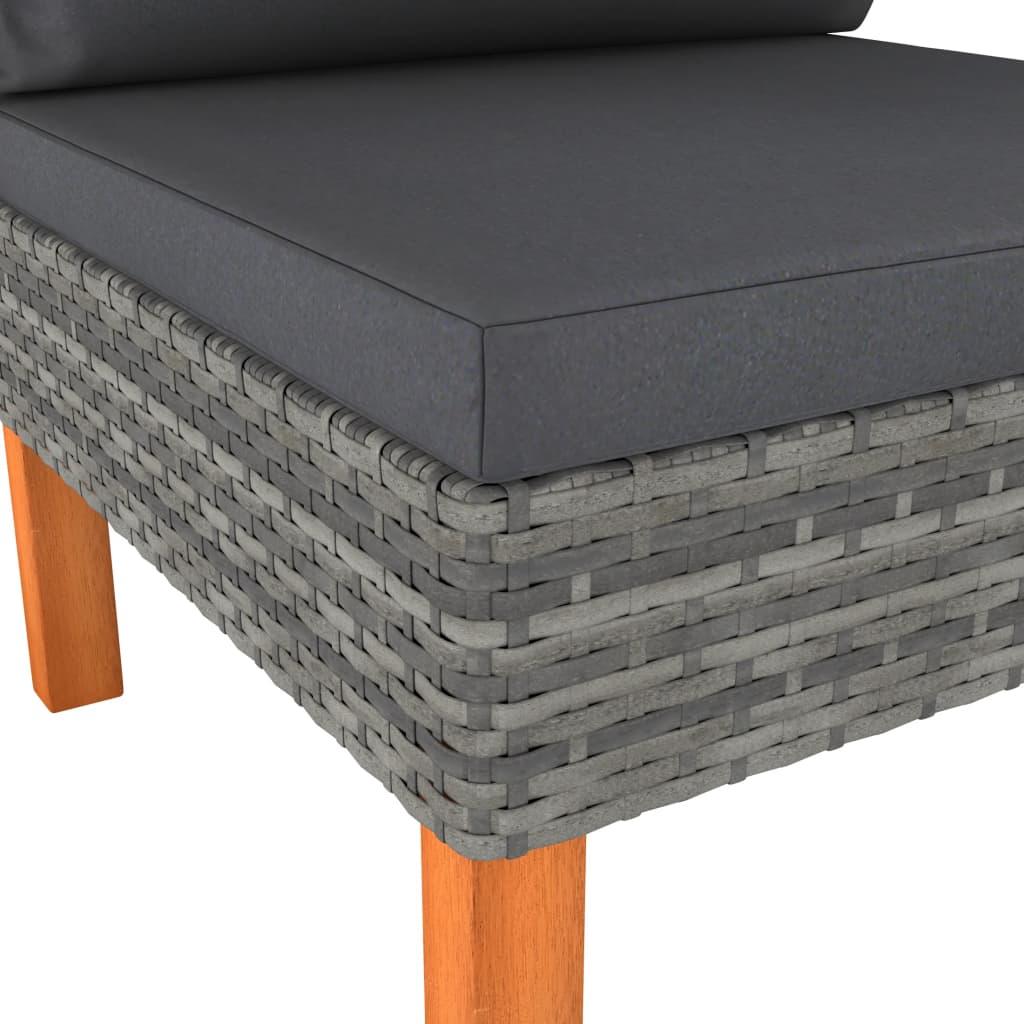 Mittelsofas 2 Stk. Poly Rattan und Eukalyptus Massivholz - Pazzar.ch