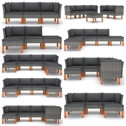 Mittelsofas 2 Stk. Poly Rattan und Eukalyptus Massivholz - Pazzar.ch