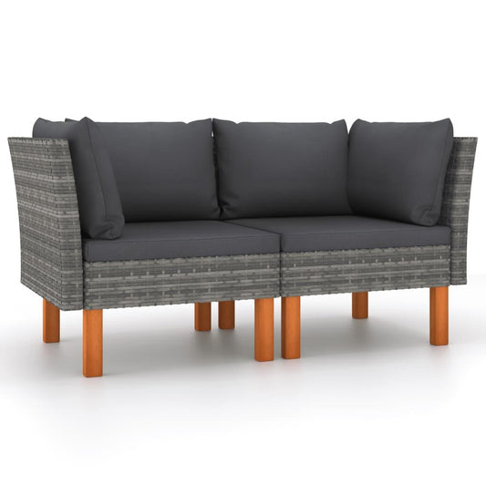 Ecksofas 2 Stk. Poly Rattan und Eukalyptus Massivholz - Pazzar.ch