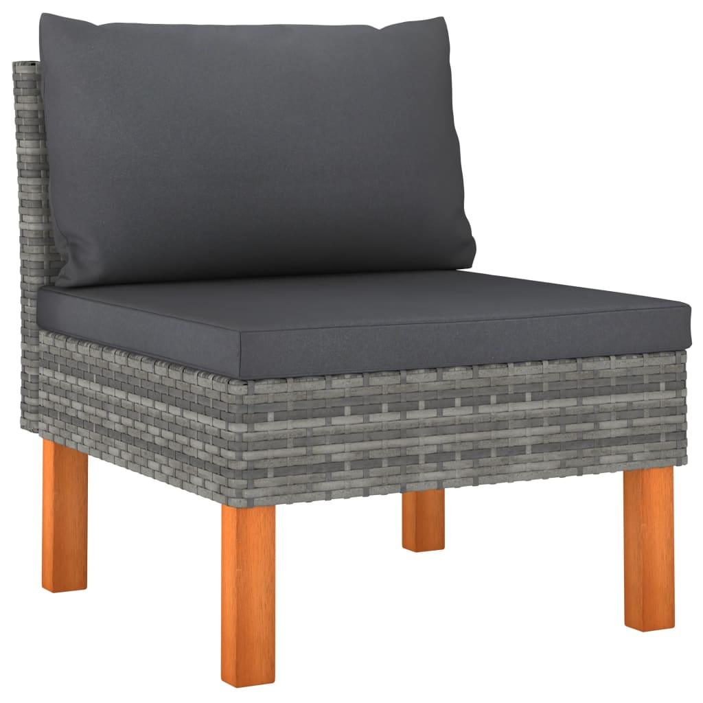 Mittelsofas 3 Stk. Poly Rattan und Eukalyptus Massivholz - Pazzar.ch