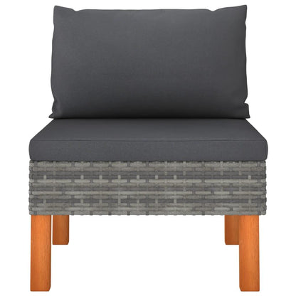 Mittelsofas 3 Stk. Poly Rattan und Eukalyptus Massivholz - Pazzar.ch
