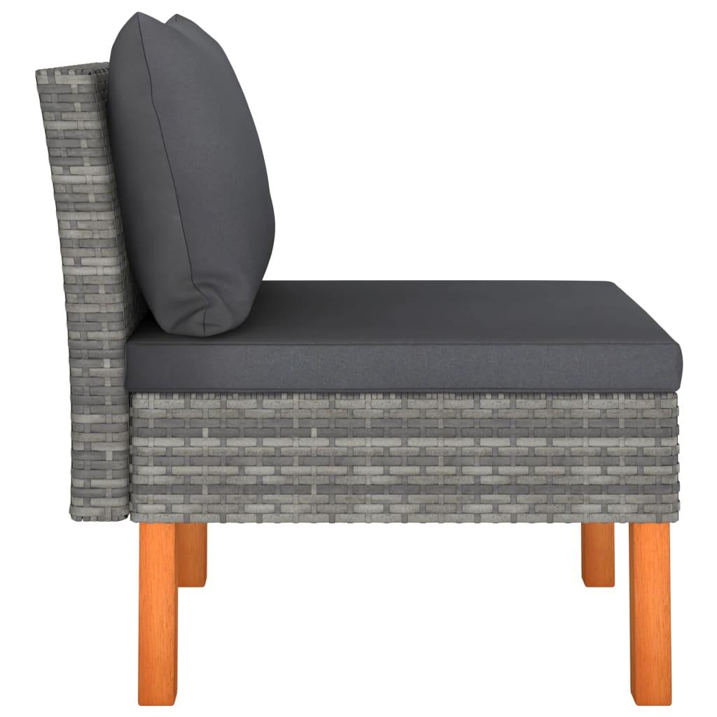 Mittelsofas 3 Stk. Poly Rattan und Eukalyptus Massivholz - Pazzar.ch