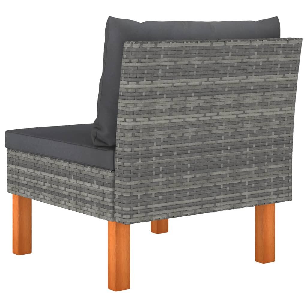Mittelsofas 3 Stk. Poly Rattan und Eukalyptus Massivholz - Pazzar.ch