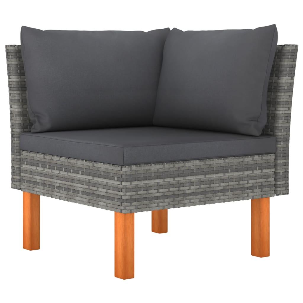 3-tlg. Garten-Lounge-Set Poly Rattan und Eukalyptus Massivholz - Pazzar.ch