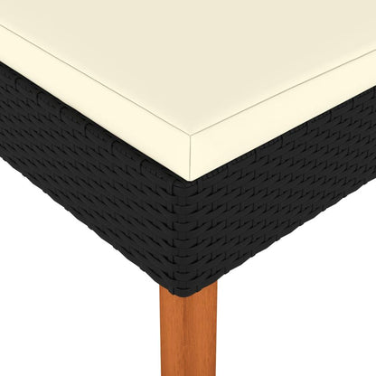 Fußhocker Poly-Rattan und Massivholz Eukalyptus - Pazzar.ch