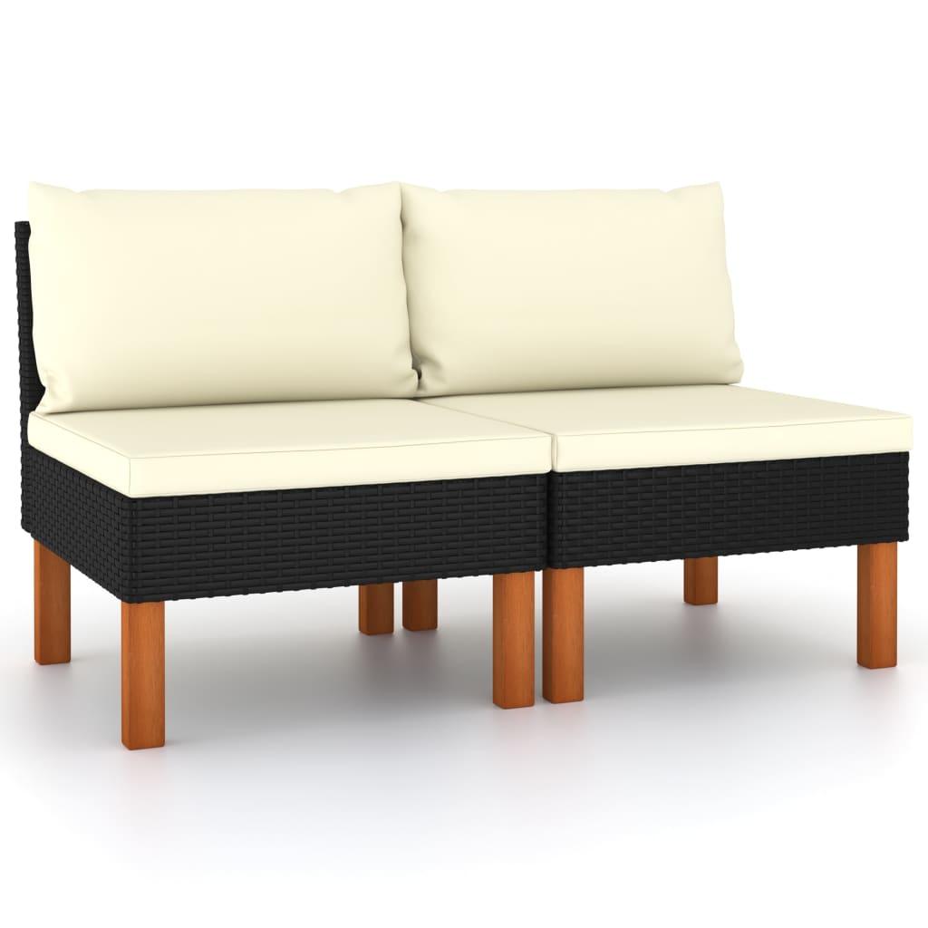 Mittelsofas 2 Stk. Poly Rattan und Eukalyptus Massivholz - Pazzar.ch