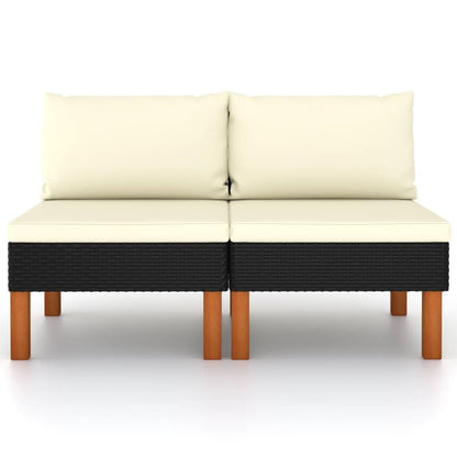 Mittelsofas 2 Stk. Poly Rattan und Eukalyptus Massivholz - Pazzar.ch