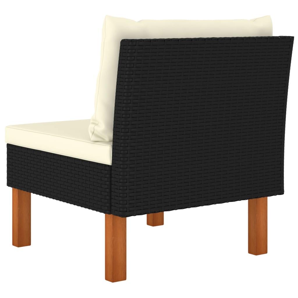 Mittelsofas 2 Stk. Poly Rattan und Eukalyptus Massivholz - Pazzar.ch