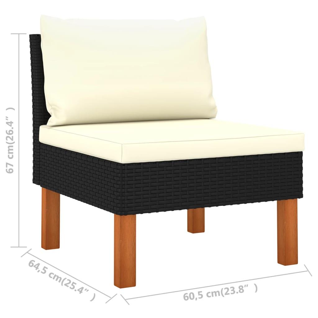 Mittelsofas 2 Stk. Poly Rattan und Eukalyptus Massivholz - Pazzar.ch
